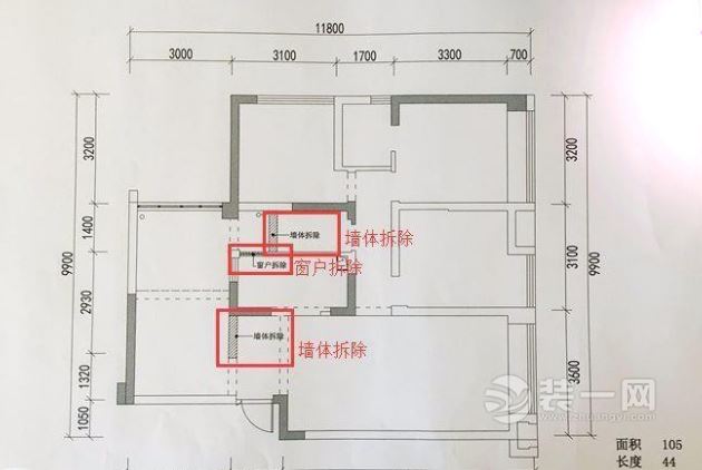 105平米北欧风格装修拆改户型图